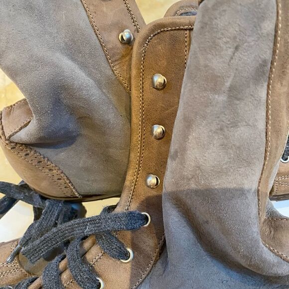 Brunello Cucinelli brown and gray booty with shearling detail. Size 10 - Picture 3 of 8